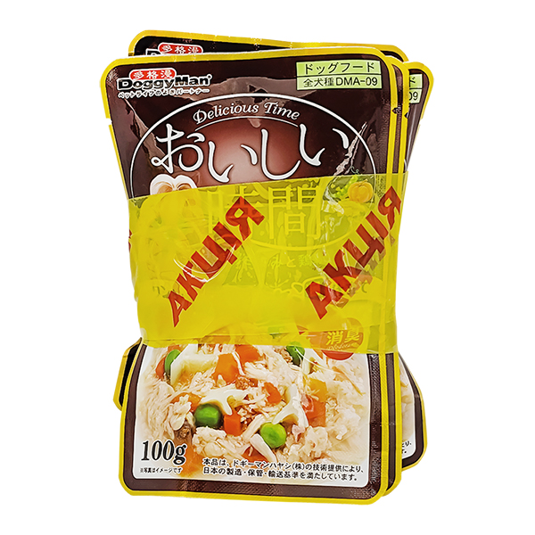 3+1 НАБІР DoggyMan Low Fat Chicken & Cartilage ДОГГІМЕН КУРКА З ХРЯЩЕМ в желе вологий корм, консерви для собак, пауч 4х , 4 шт х см